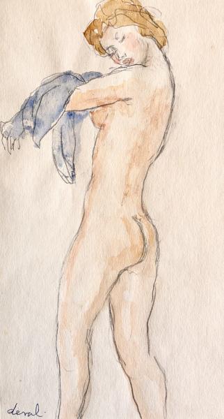Nu debout s'essuyant